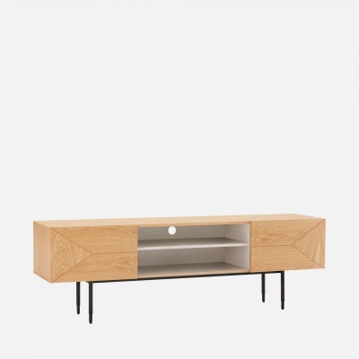 Oak Wood 2-Door TV Bench Scutum Brown Oak Wood 2-Door TV Bench Scutum Brown