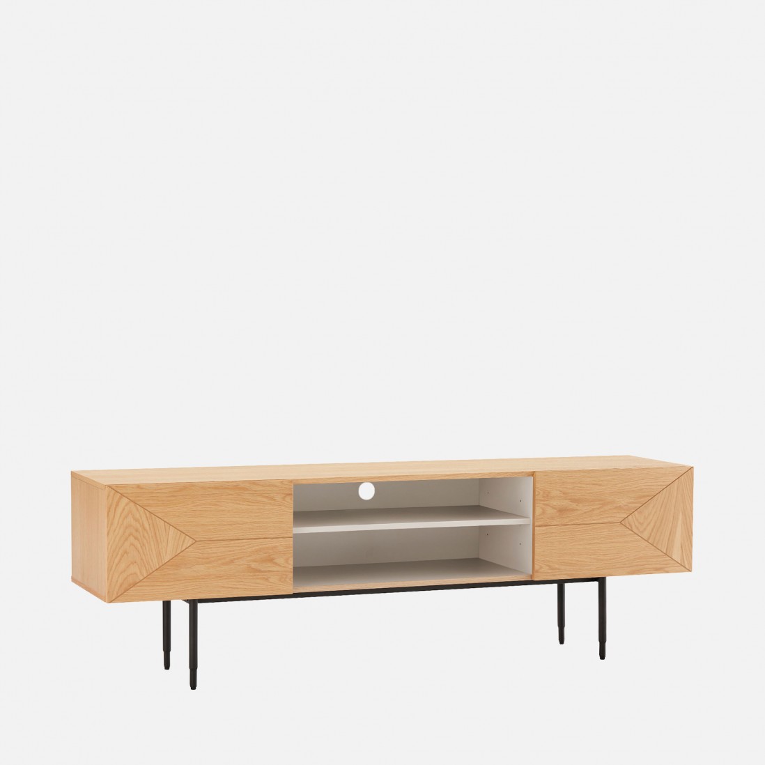 Oak Wood 2-Door TV Bench Scutum Brown
