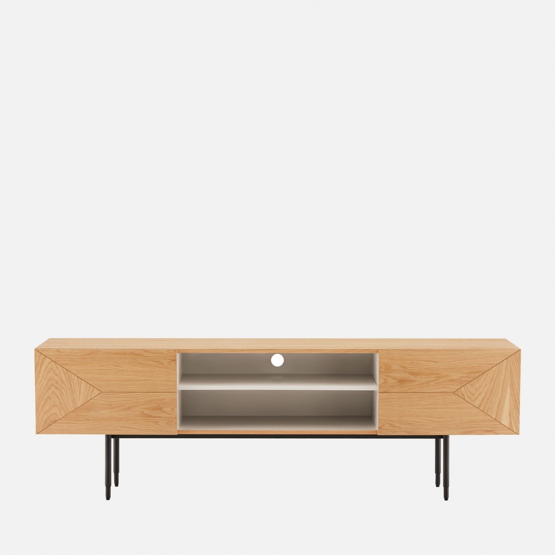 Oak Wood 2-Door TV Bench Scutum Brown