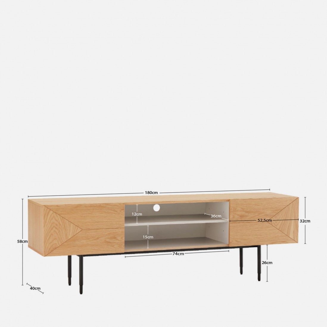 Oak Wood 2-Door TV Bench Scutum Brown