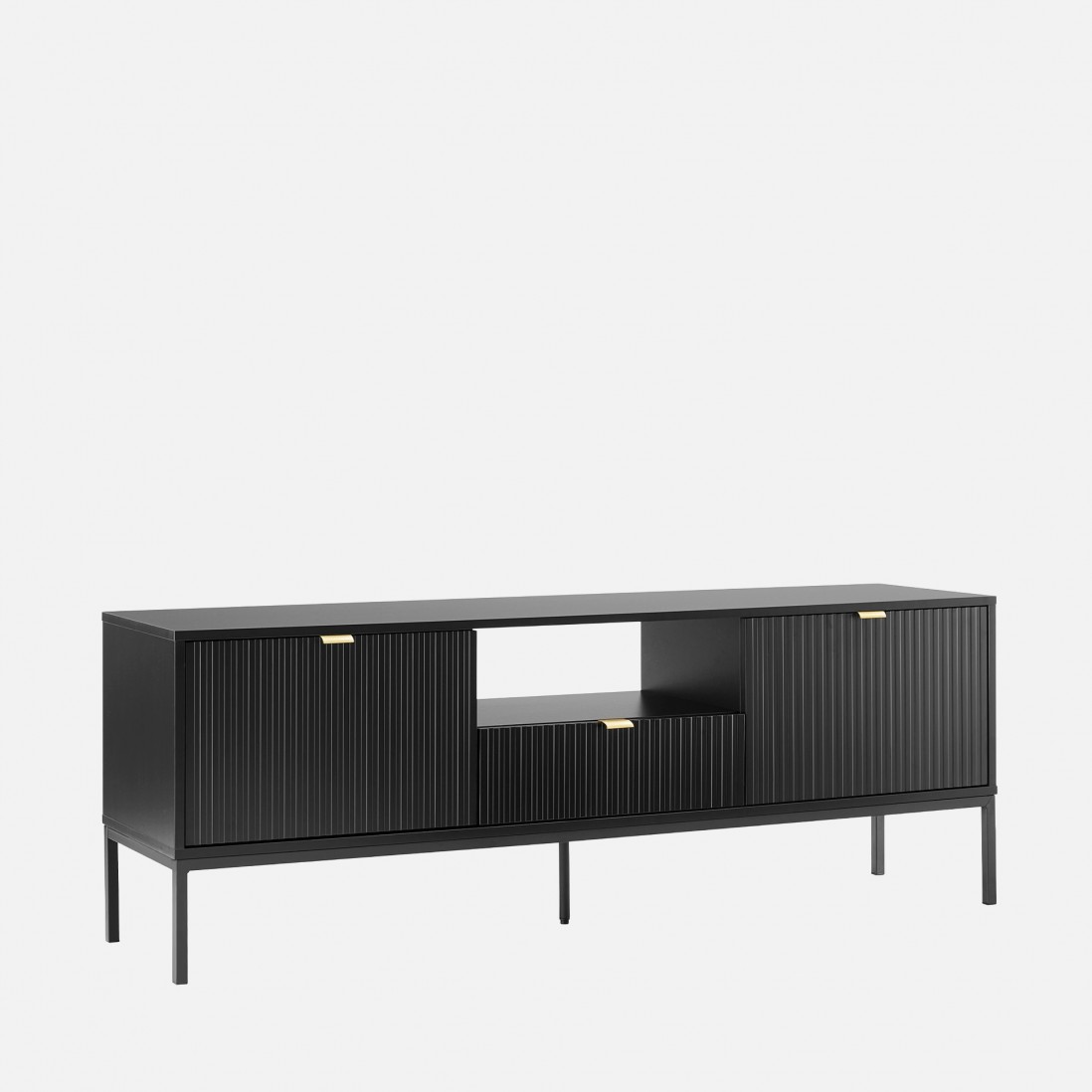 Wooden TV Bench Virgo with Storage Black