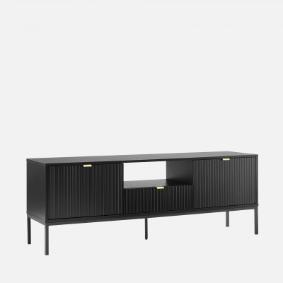 Wooden TV Bench Virgo with Storage Black Wooden TV Bench Virgo with Storage Black