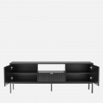 Wooden TV Bench Virgo with Storage Black