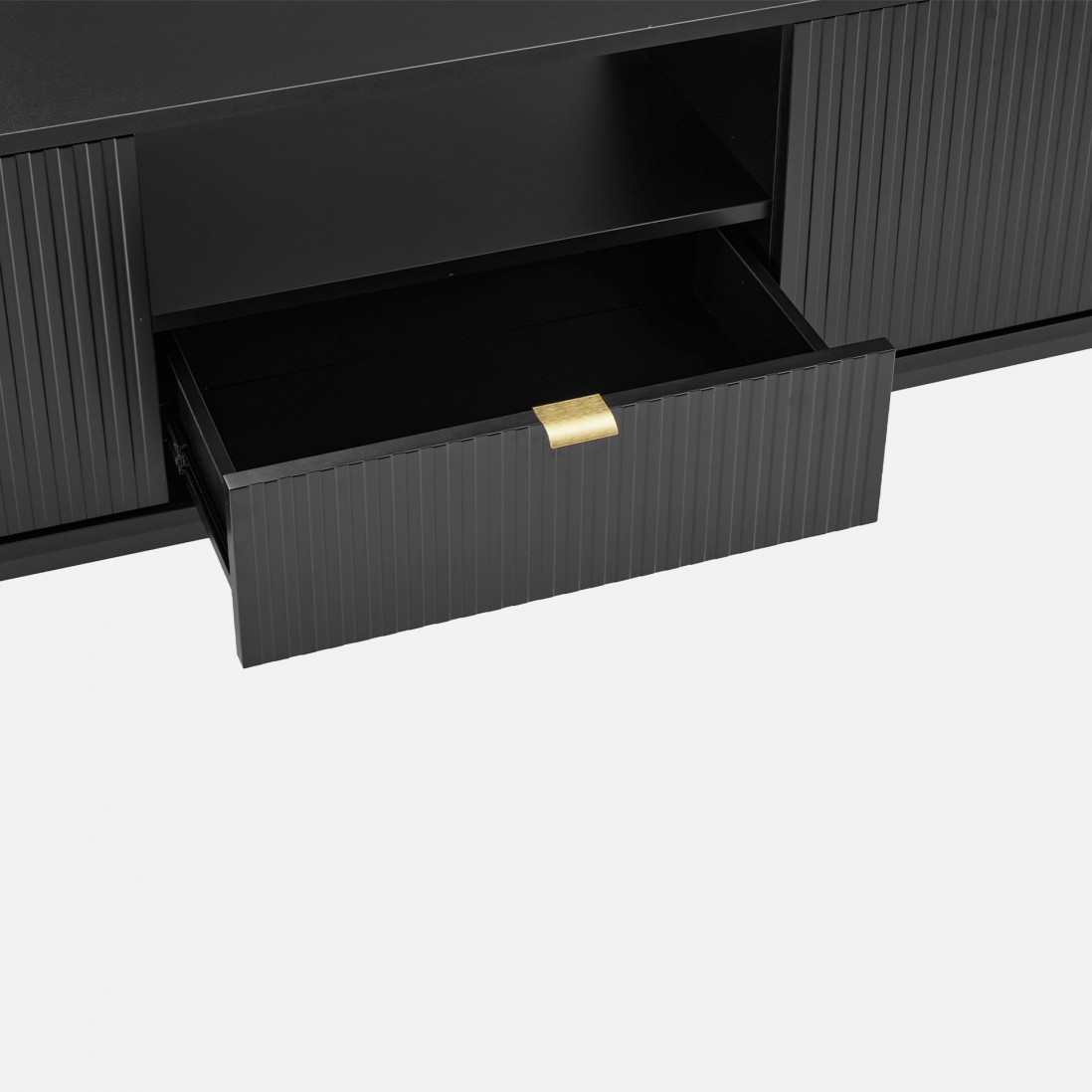 Wooden TV Bench Virgo with Storage Black