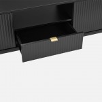 Wooden TV Bench Virgo with Storage Black