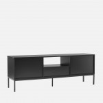 Wooden TV Bench Virgo with Storage Black