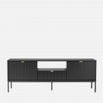 Wooden TV Bench Virgo with Storage Black