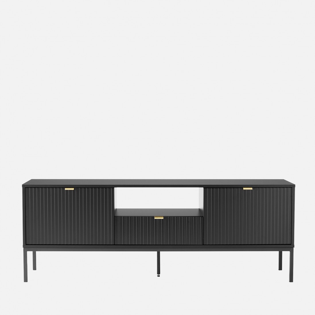 Wooden TV Bench Virgo with Storage Black