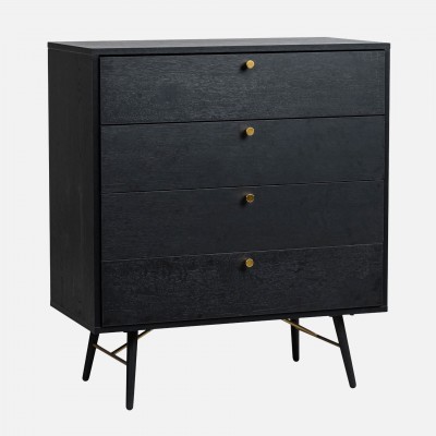 4-Drawer Wooden Chest of Drawers Volans Black