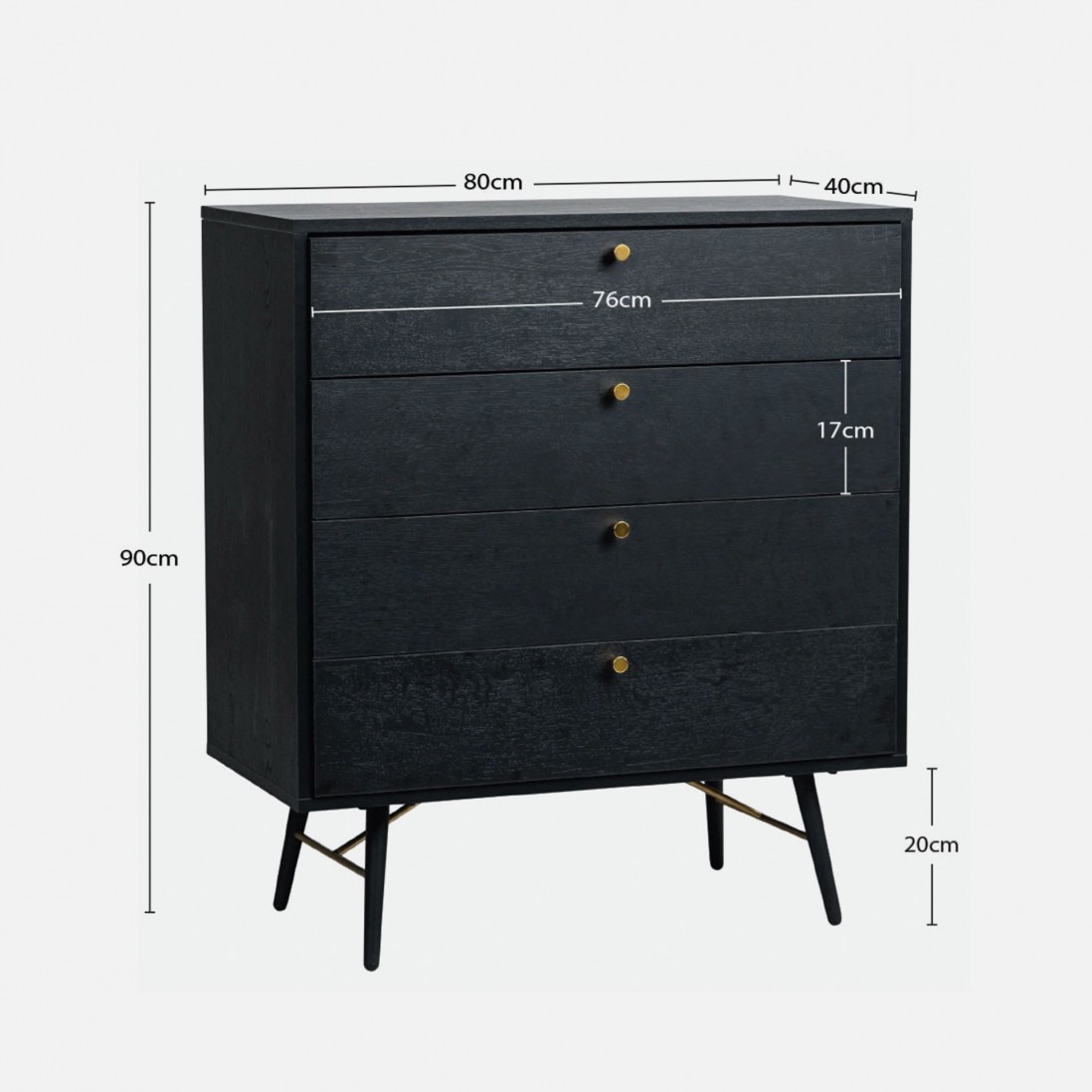 4-Drawer Wooden Chest of Drawers Volans Black