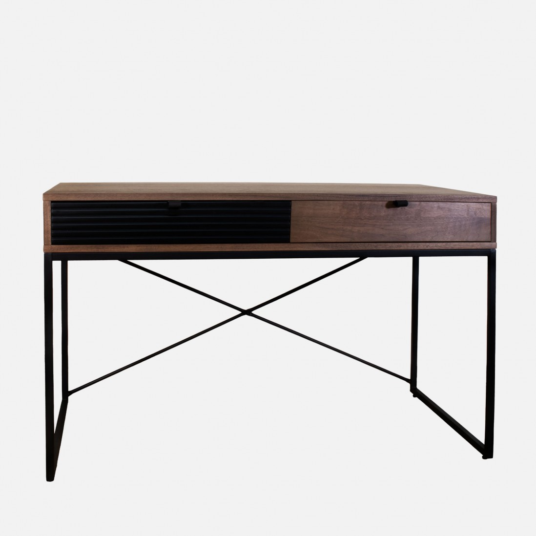 Walnut Wood Desk with Drawers Pegasus Dark Brown