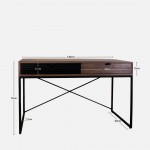 Walnut Wood Desk with Drawers Pegasus Dark Brown