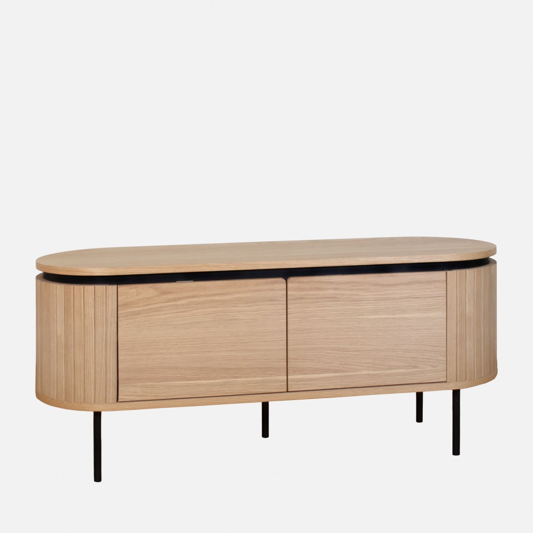 Oak Wood 2-Door TV Bench Pegasus Light Brown
