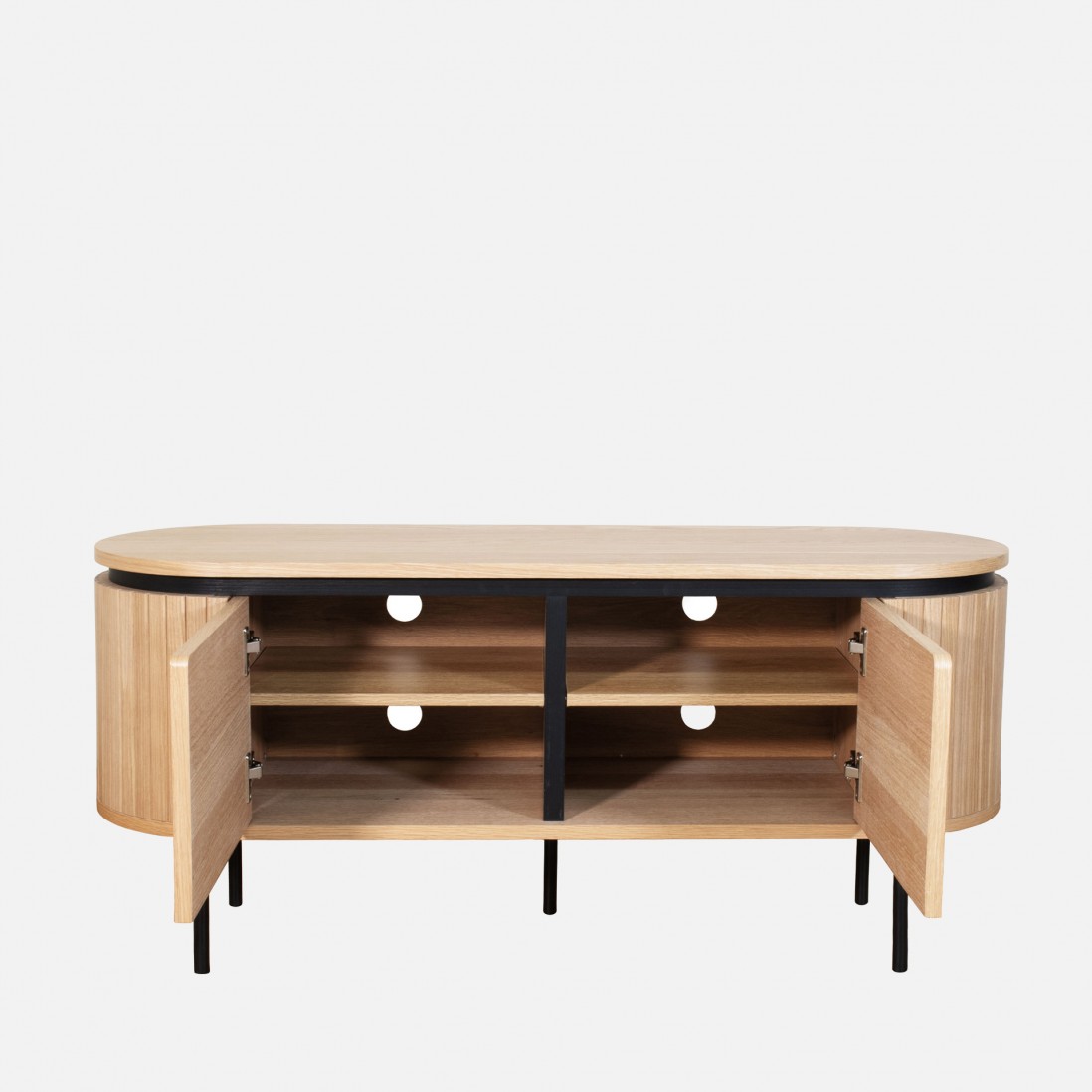 Oak Wood 2-Door TV Bench Pegasus Light Brown