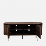 Walnut Wood 2-Door TV Bench Pegasus Dark Brown