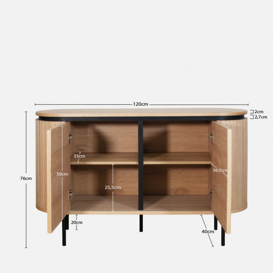 2-Door Oak Wood Sideboard Pegasus Light Brown
