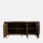 3-Door Walnut Wood Sideboard Pegasus Dark Brown