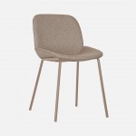 Velino chair in brown fabric with steel legs finished in brown