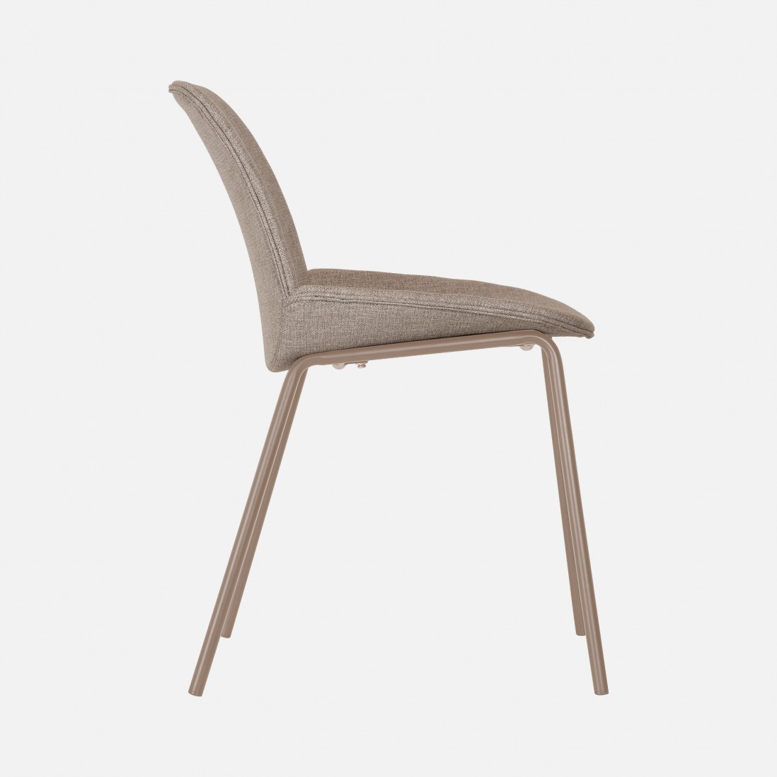 Velino chair in brown fabric with steel legs finished in brown