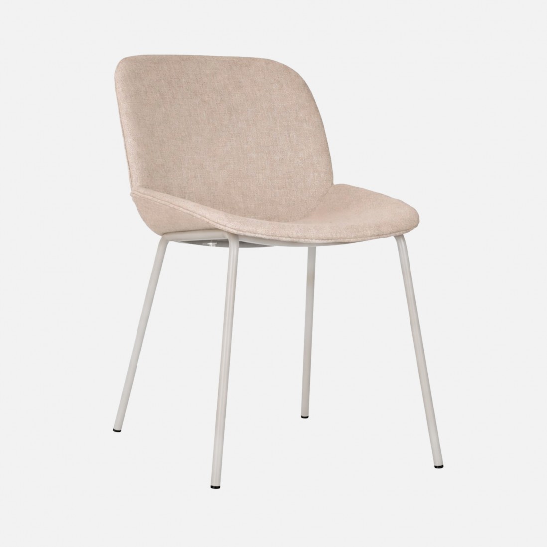 Velino chair in beige fabric with steel legs finished in beige