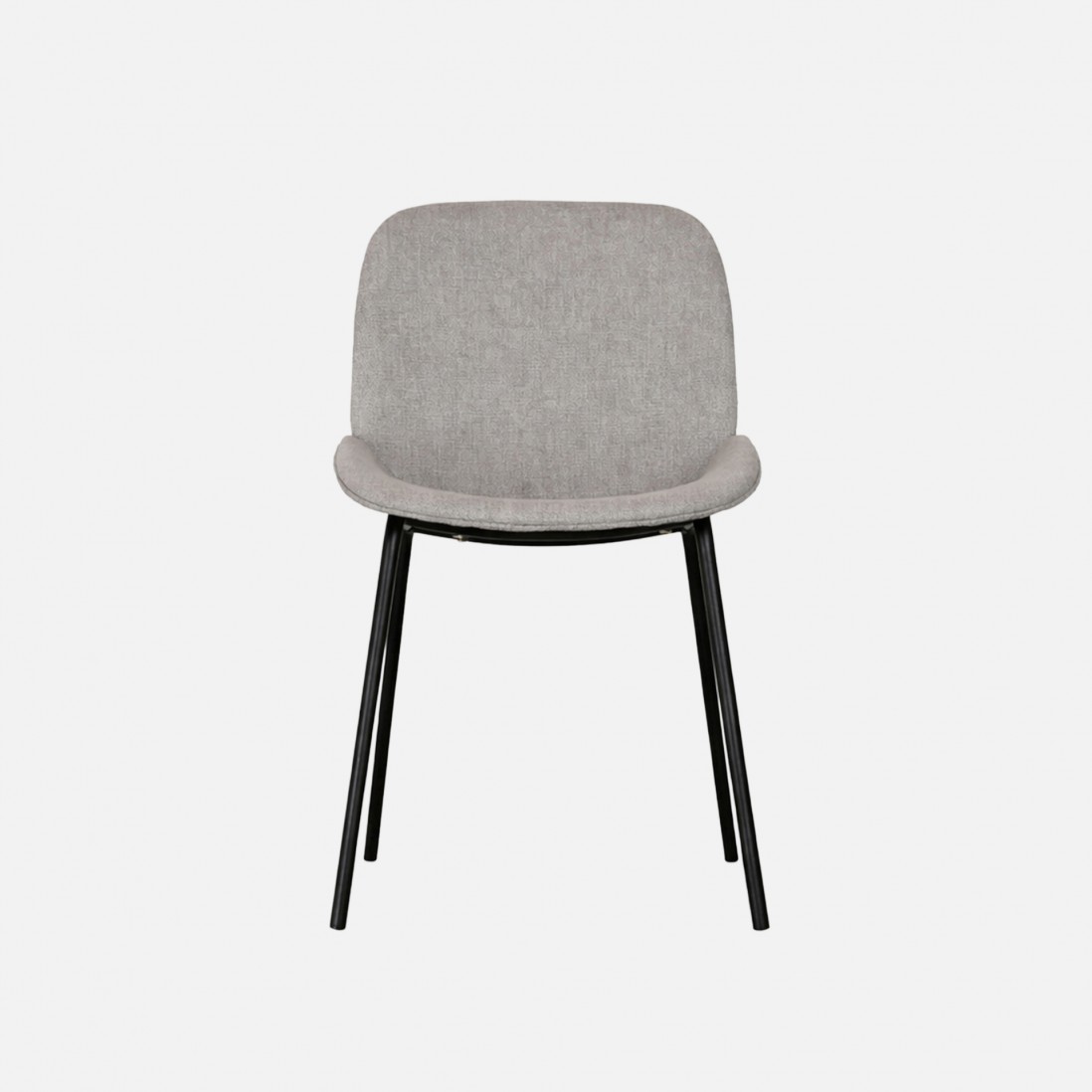 Velino chair in gray fabric with steel legs finished in black