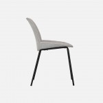Velino chair in gray fabric with steel legs finished in black