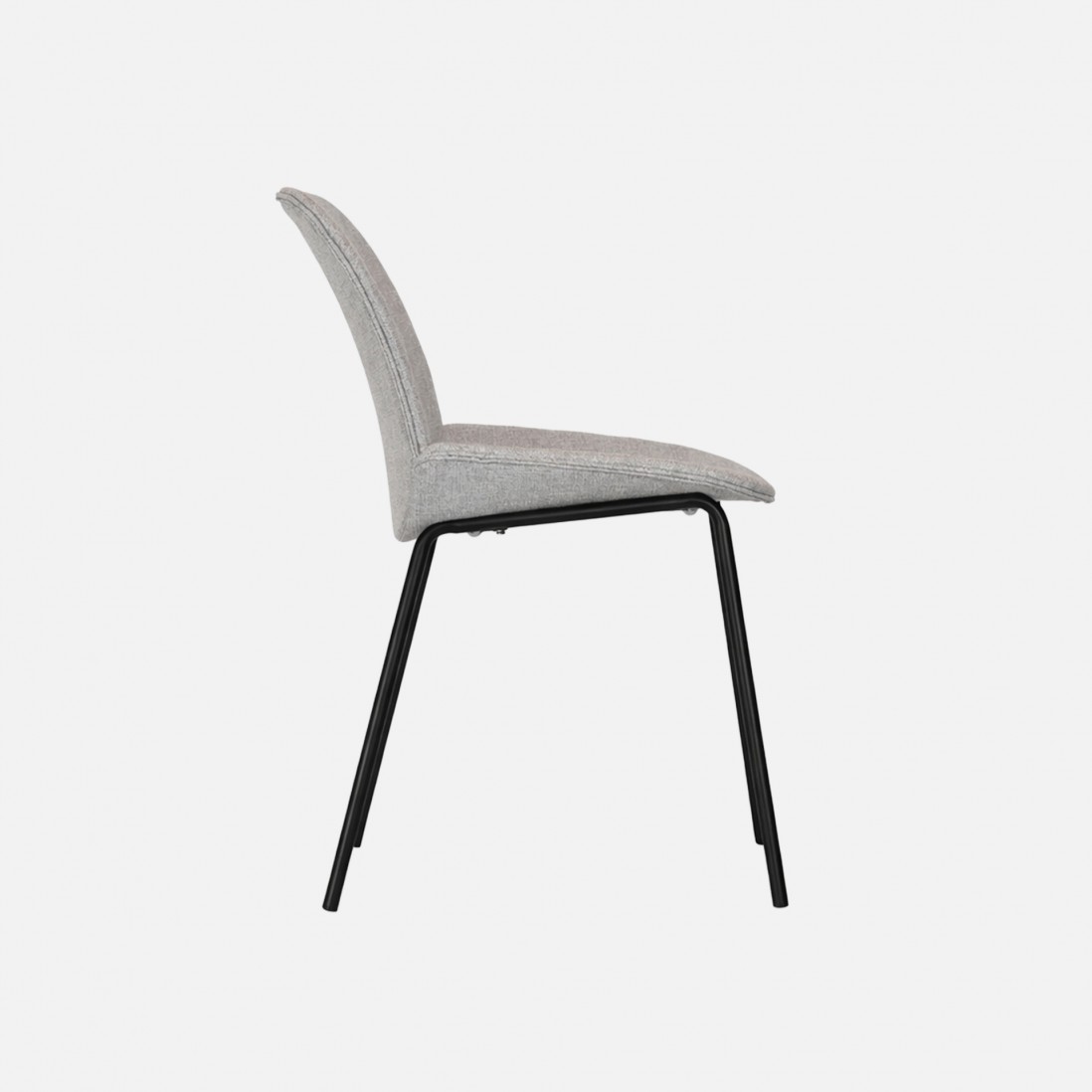 Velino chair in gray fabric with steel legs finished in black