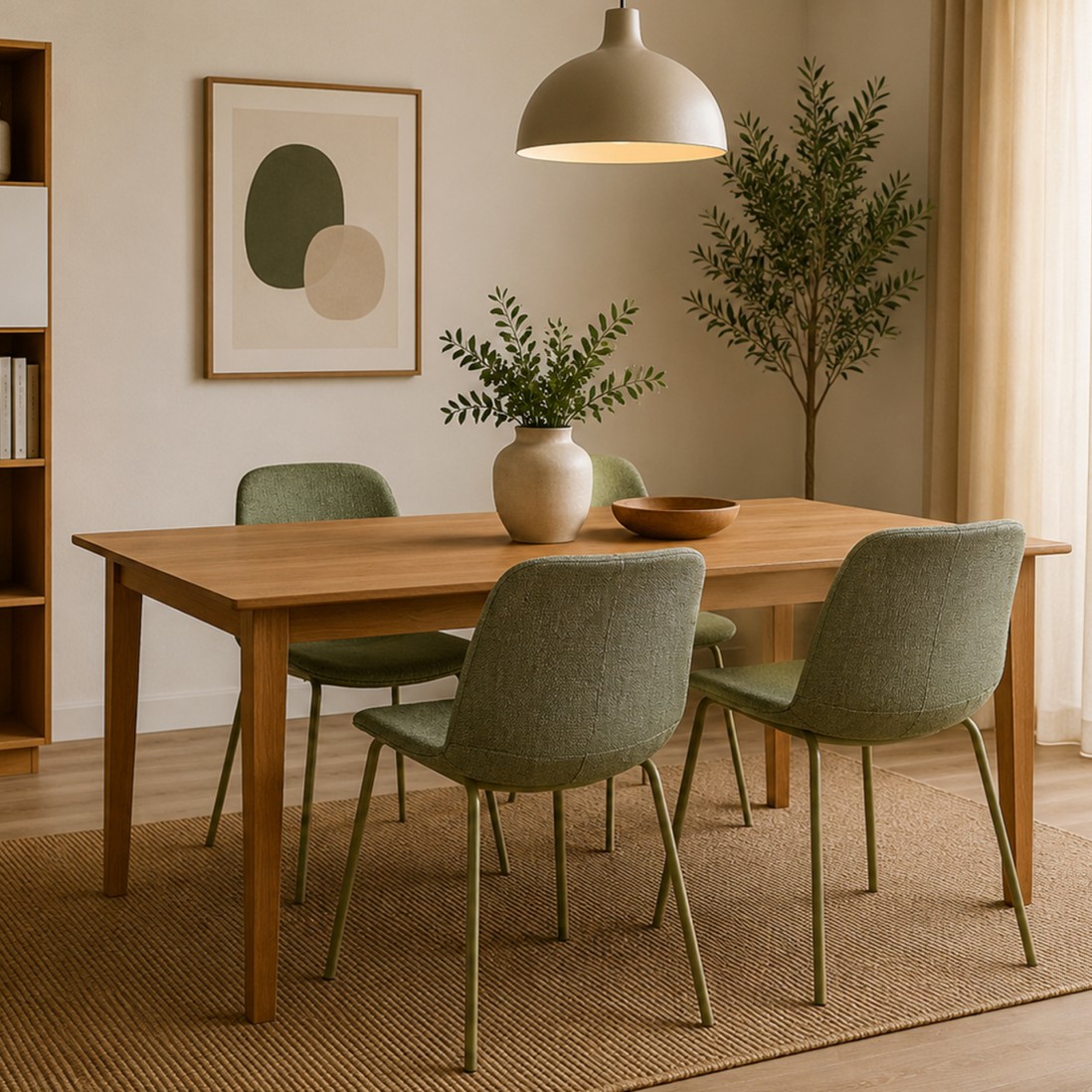 Velino chair in green fabric with steel legs finished in green