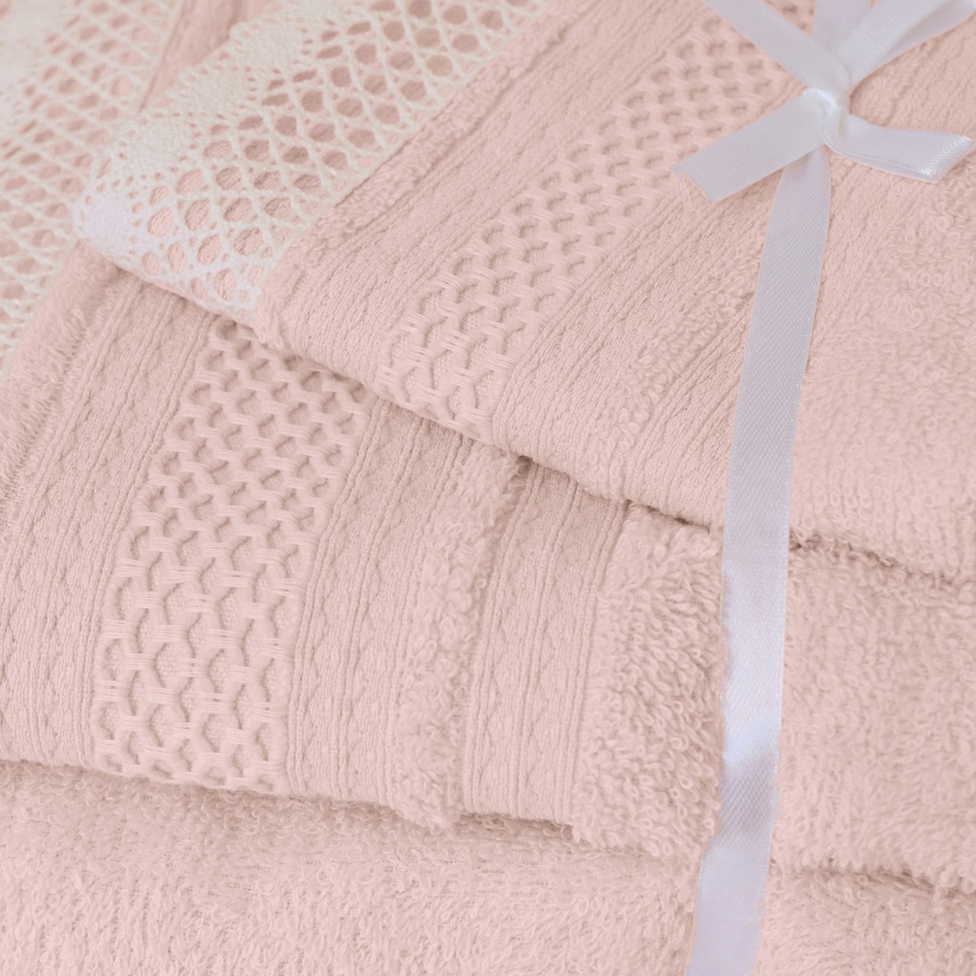 100% Cotton Soft Bath IVR 3 Towels Bath Set Light Pink