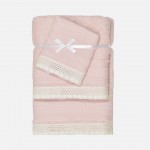 100% Cotton Soft Bath IVR 3 Towels Bath Set Light Pink