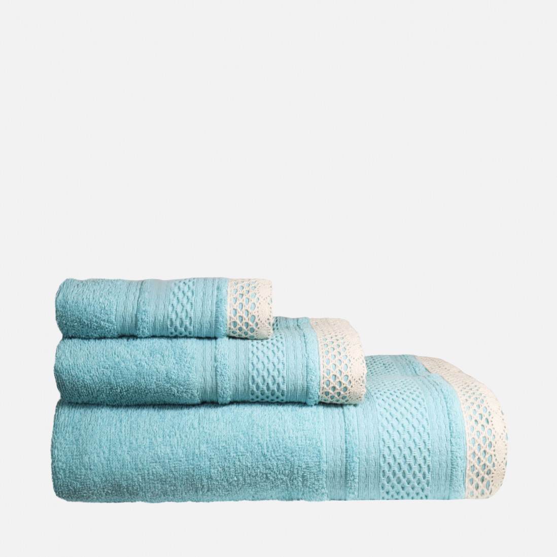 100% Cotton Soft Bath IVR 3 Towels Bath Set Aqua Blue