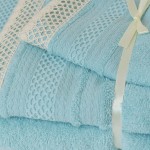 100% Cotton Soft Bath IVR 3 Towels Bath Set Aqua Blue