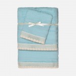 100% Cotton Soft Bath IVR 3 Towels Bath Set Aqua Blue