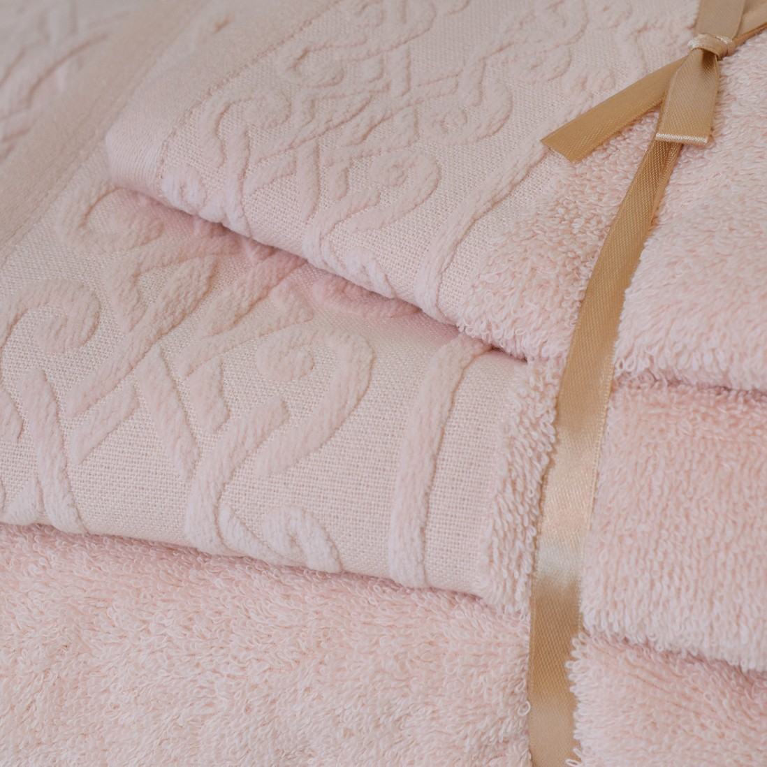 100% Cotton Soft Bath V 3 Towels Bath Set Light Pink