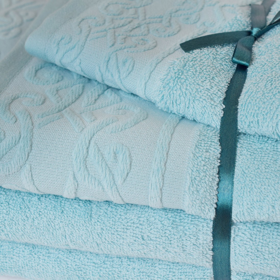 Juego de Ba�o 100% Algod�n Soft Bath V 3 Toallas Azul Aqua