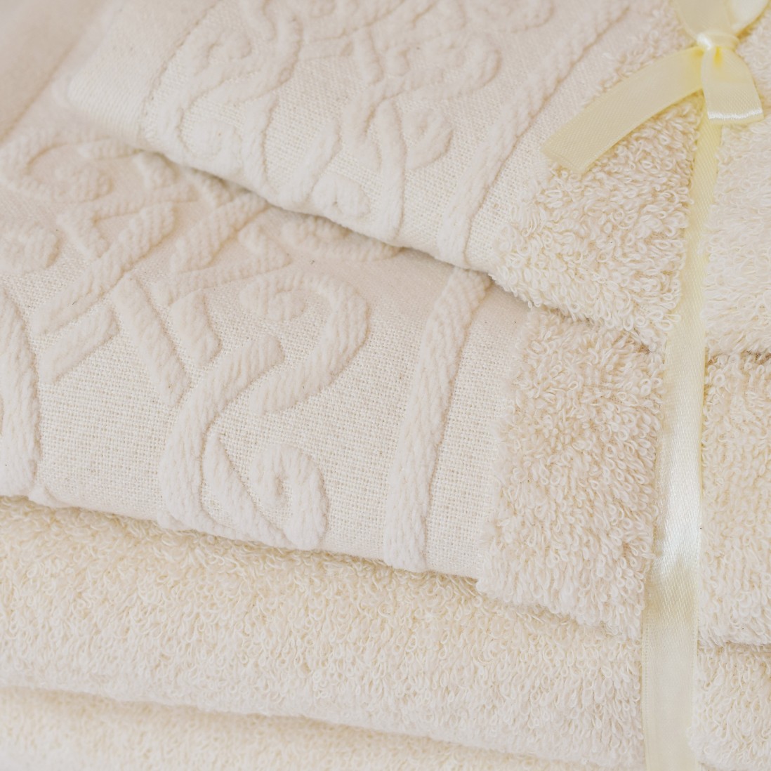 100% Cotton Soft Bath V 3 Towels Bath Set Light Beige