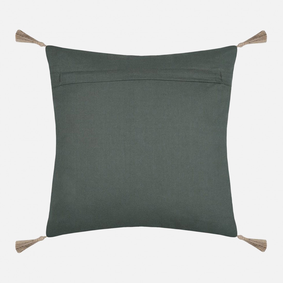 Almofada Botanys em algod�o e linho com padr�o floral verde e detalhes bordados 40 x 40 cm