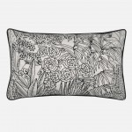 Almofada Orphee dupla face preta e taupe com desenho floral 30 x 50 cm