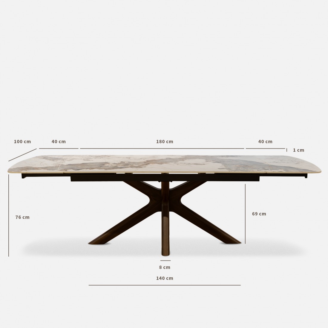 Extensible Dining Table 180(260)X100 cm Columba Gloss Pandora