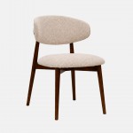 Roya chair in beige chenille with solid wood legs