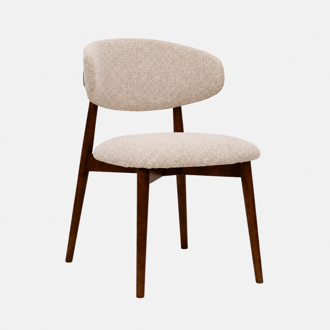 Roya chair in beige chenille with solid wood legs