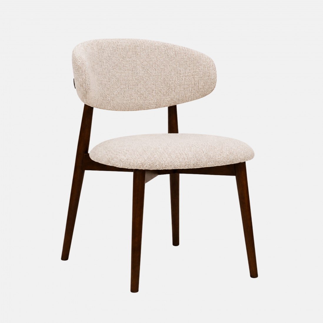 Roya chair in cream chenille with solid wood legs