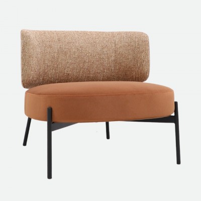 REVIN Armchair in Metal and Terracotta Chenille REVIN Armchair in Metal and Terracotta Chenille