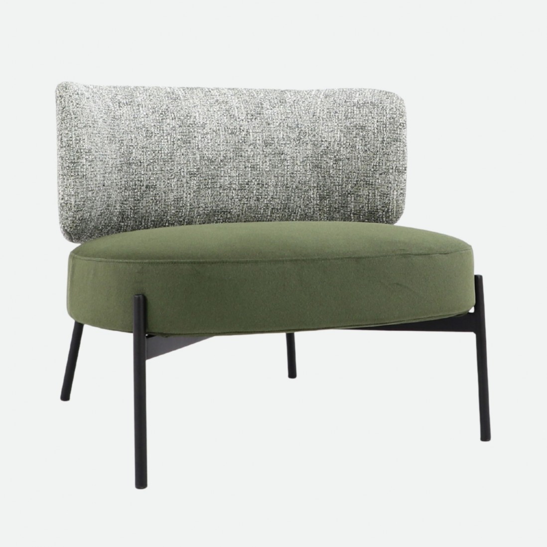 REVIN armchair in metal and green chenile