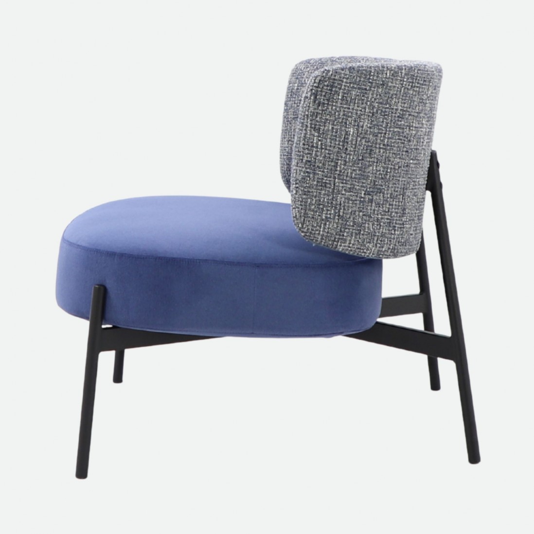 REVIN armchair in metal and blue chenile