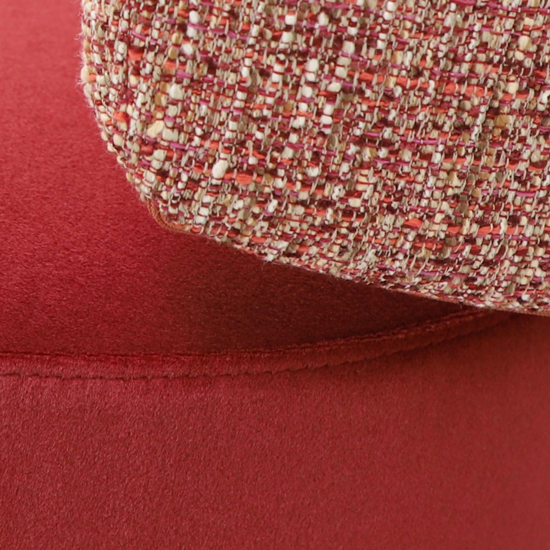 REVIN armchair in metal and red chenile