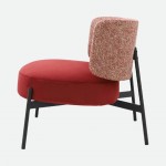 REVIN armchair in metal and red chenile