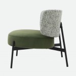 REVIN armchair in metal and green chenile
