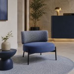 REVIN armchair in metal and blue chenile