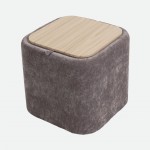 Pouf com arruma��o Alme em chenille Castanho
